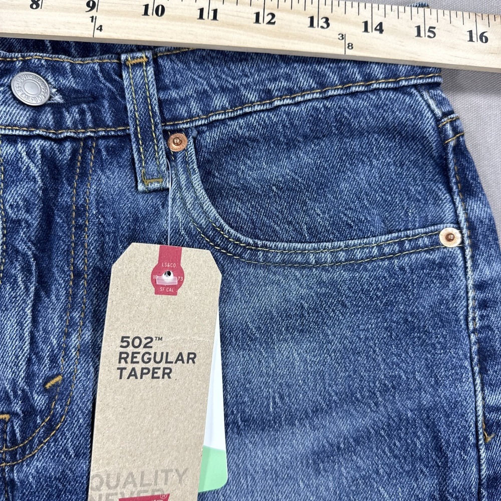 Levi's 502 Taper Jeans Men's 30X30 (30x 28.5)  Tapered Fit Blue Stretch NWT - Picture 9 of 15